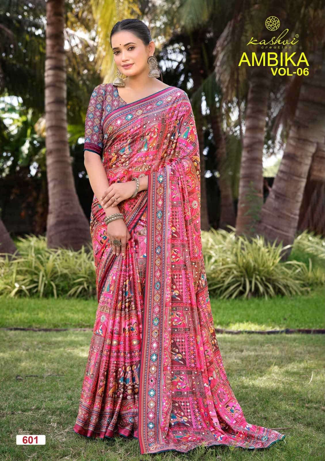 Kashvi Creation Ambika Vol 6 Chocolate Digital Print Saree Collection