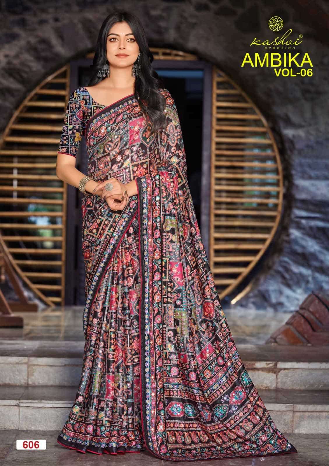 Kashvi Creation Ambika Vol 6 Chocolate Digital Print Saree Collection