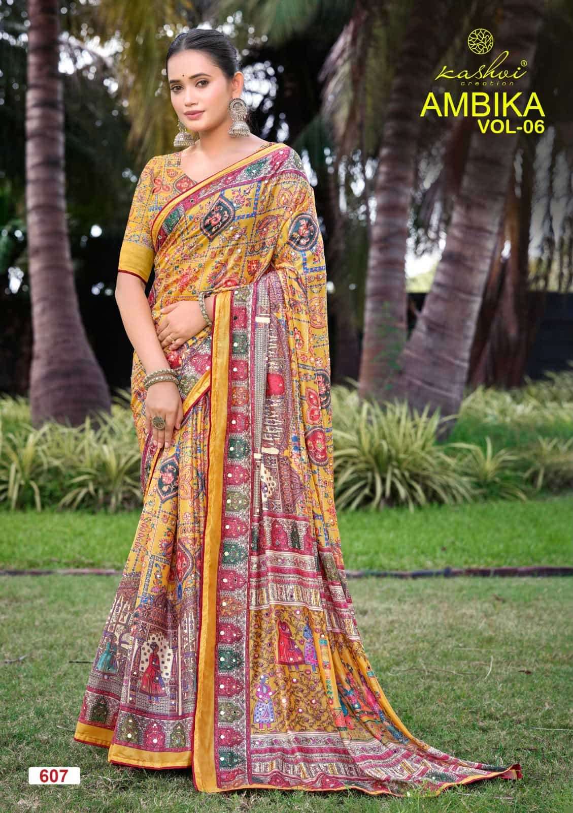 Kashvi Creation Ambika Vol 6 Chocolate Digital Print Saree Collection