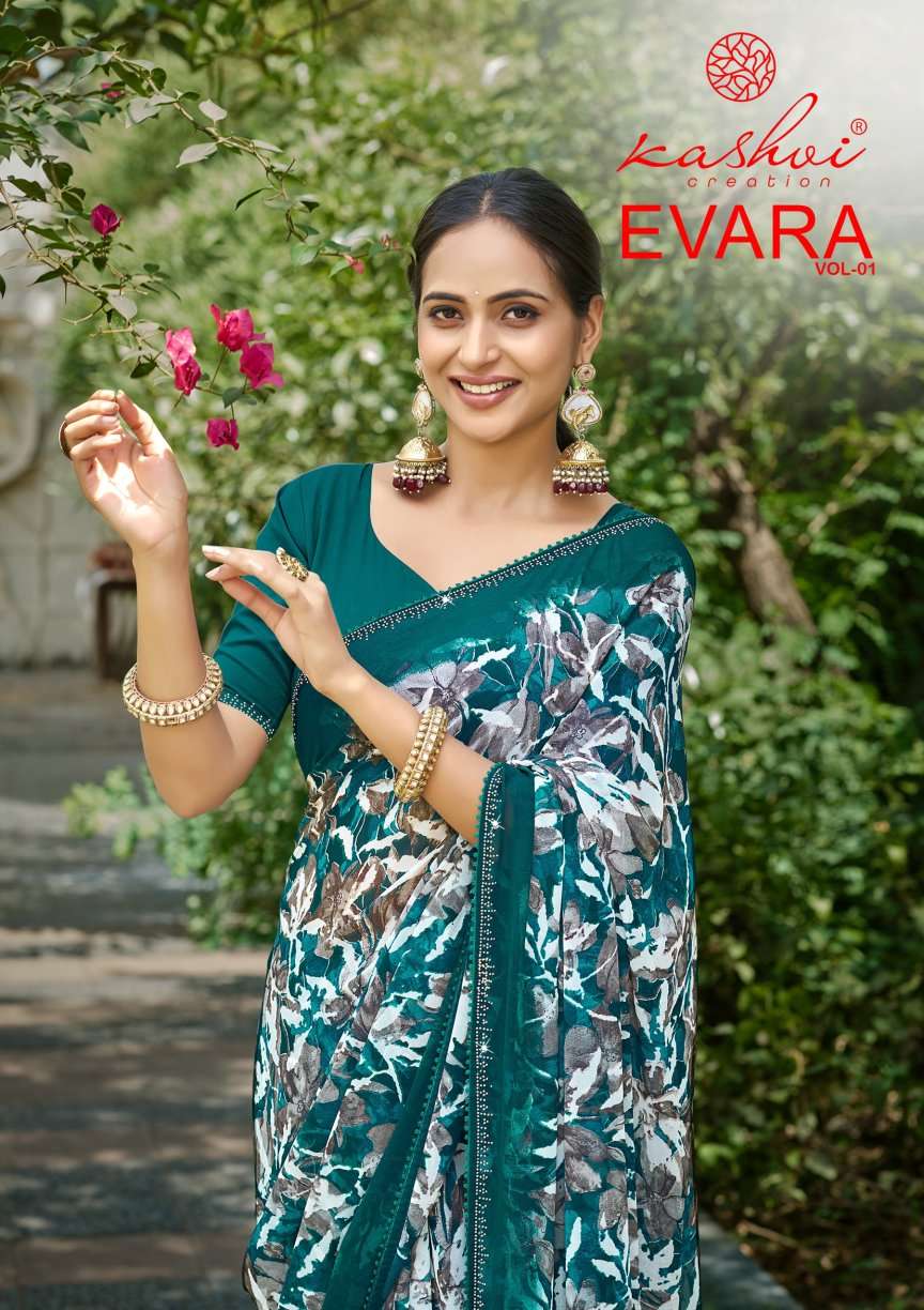 Kashvi Creation Evara Vol 1 Georgette Embroidery Border Saree