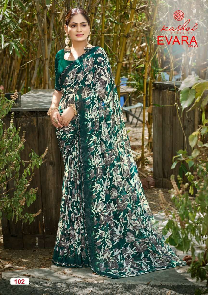 Kashvi Creation Evara Vol 1 Georgette Embroidery Border Saree
