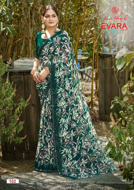Kashvi Creation Evara Vol 1 Georgette Embroidery Border Saree