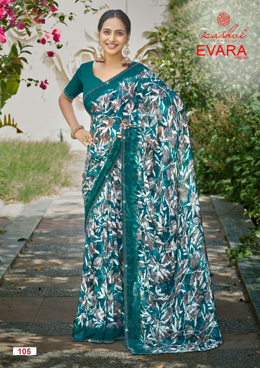 Kashvi Creation Evara Vol 1 Georgette Embroidery Border Saree