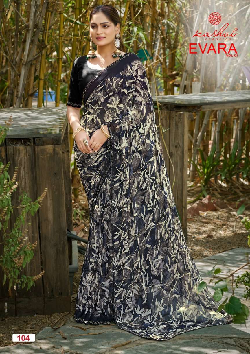 Kashvi Creation Evara Vol 1 Georgette Embroidery Border Saree
