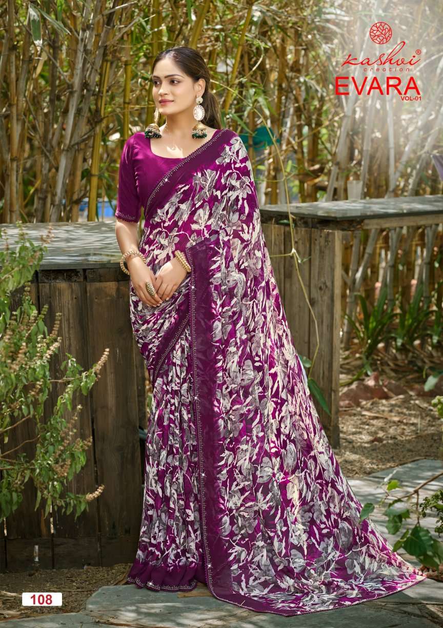 Kashvi Creation Evara Vol 1 Georgette Embroidery Border Saree