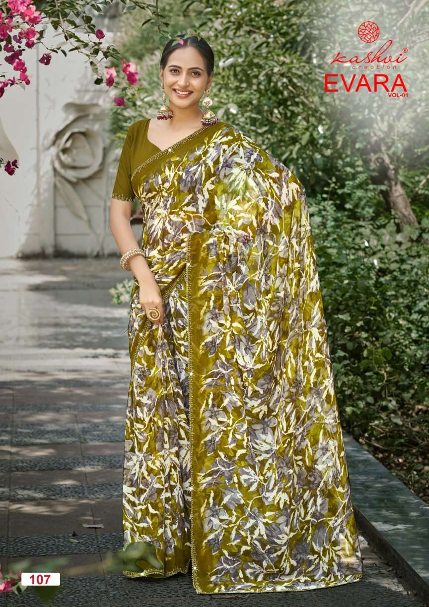 Kashvi Creation Evara Vol 1 Georgette Embroidery Border Saree