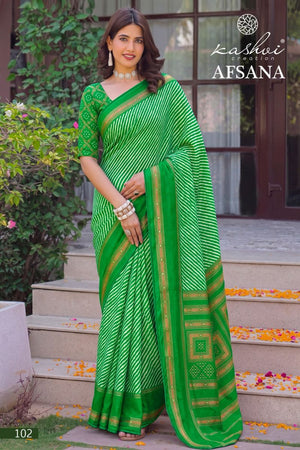 Kashvi Creation Kashvi Afsana Vol 1 Moss Silk Lehariya Printed Saree - Amrah Wholesale