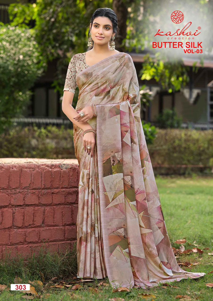 Kashvi Creation Kashvi Butter Silk Vol 3 Silk Crape Digital Printed Saree - Amrah Wholesale