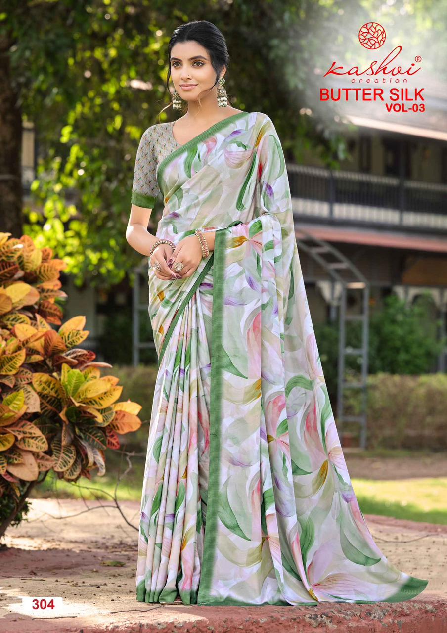 Kashvi Creation Kashvi Butter Silk Vol 3 Silk Crape Digital Printed Saree - Amrah Wholesale
