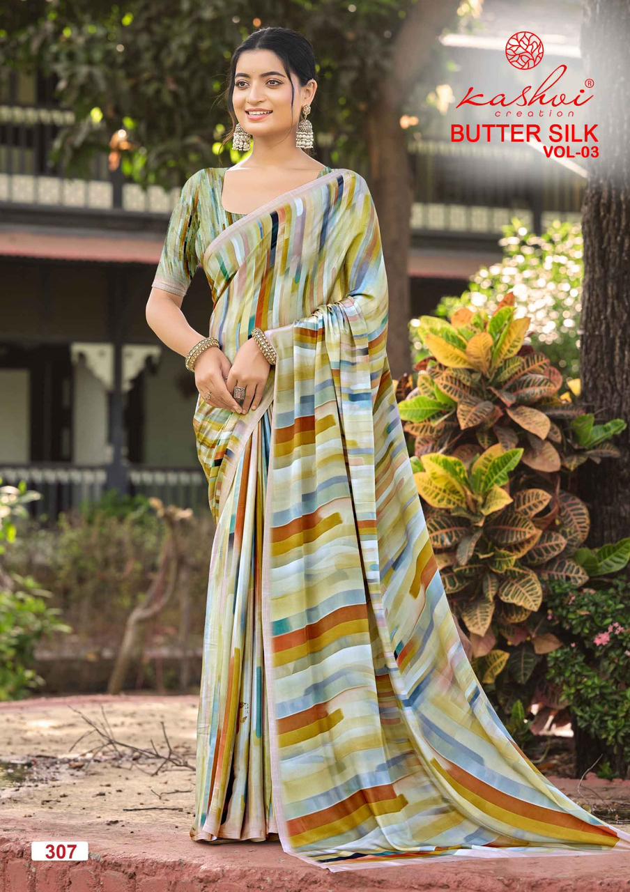 Kashvi Creation Kashvi Butter Silk Vol 3 Silk Crape Digital Printed Saree - Amrah Wholesale
