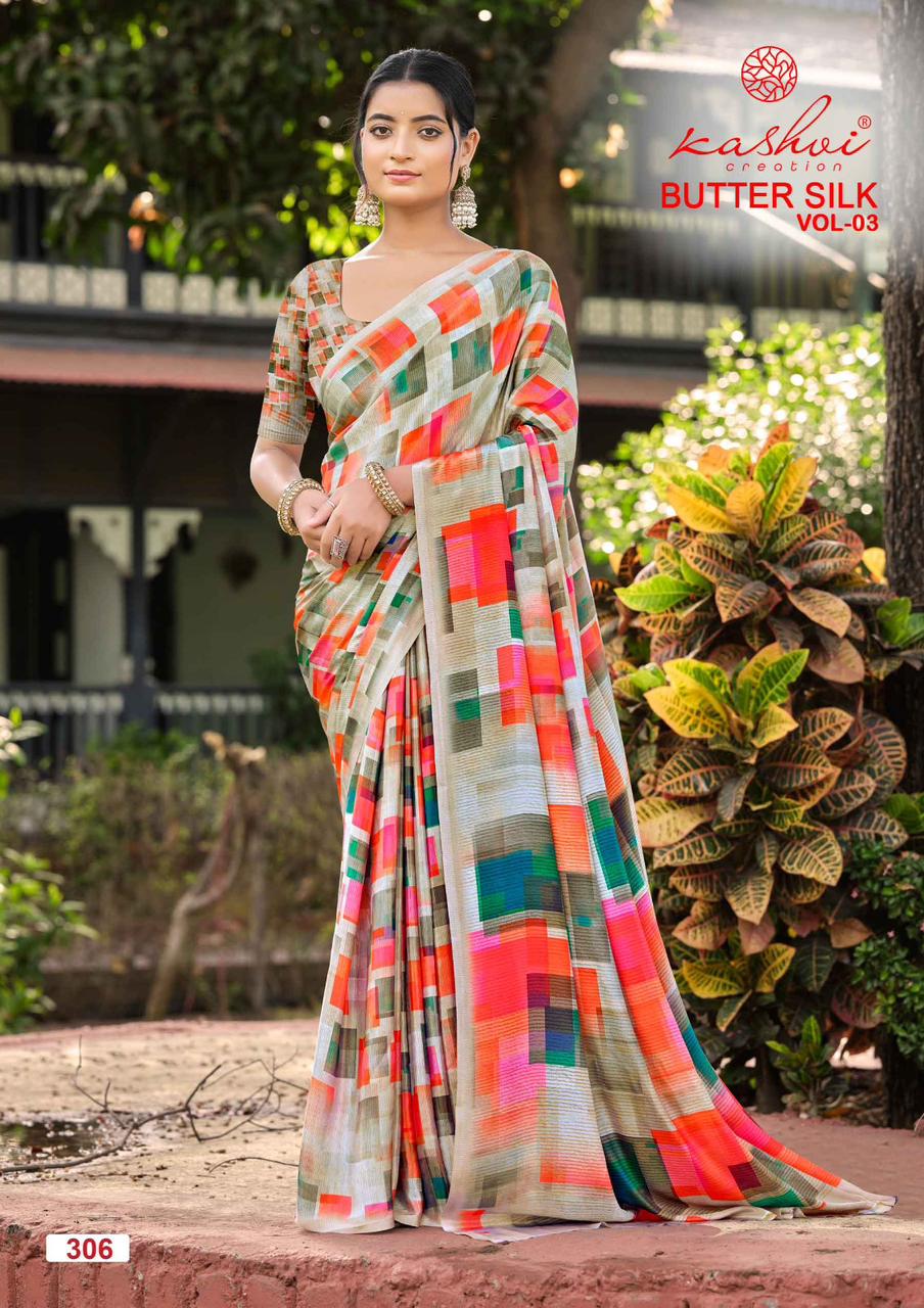 Kashvi Creation Kashvi Butter Silk Vol 3 Silk Crape Digital Printed Saree - Amrah Wholesale