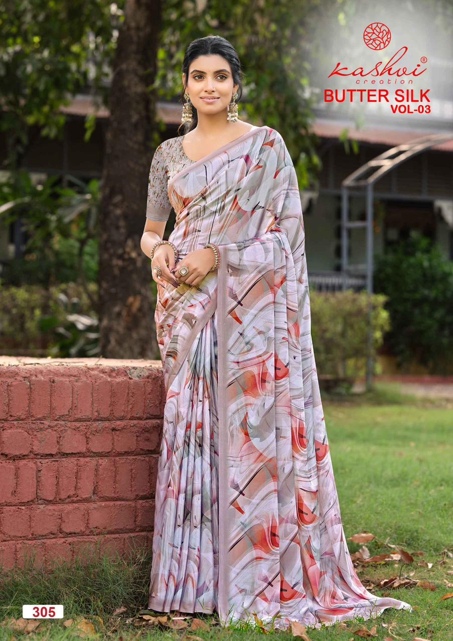 Kashvi Creation Kashvi Butter Silk Vol 3 Silk Crape Digital Printed Saree - Amrah Wholesale