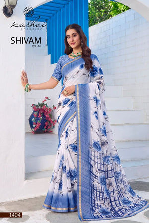 Kashvi Creation Kashvi Shivam Vol 14 Dull Moss Viscose Printed Saree Collection