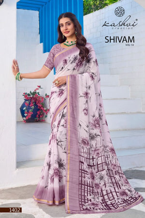 Kashvi Creation Kashvi Shivam Vol 14 Dull Moss Viscose Printed Saree Collection