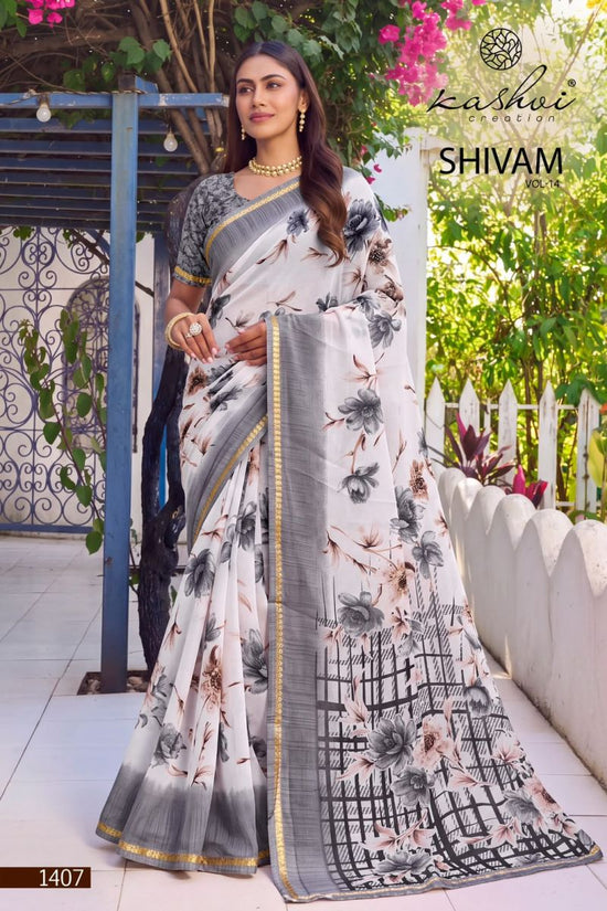 Kashvi Creation Kashvi Shivam Vol 14 Dull Moss Viscose Printed Saree Collection