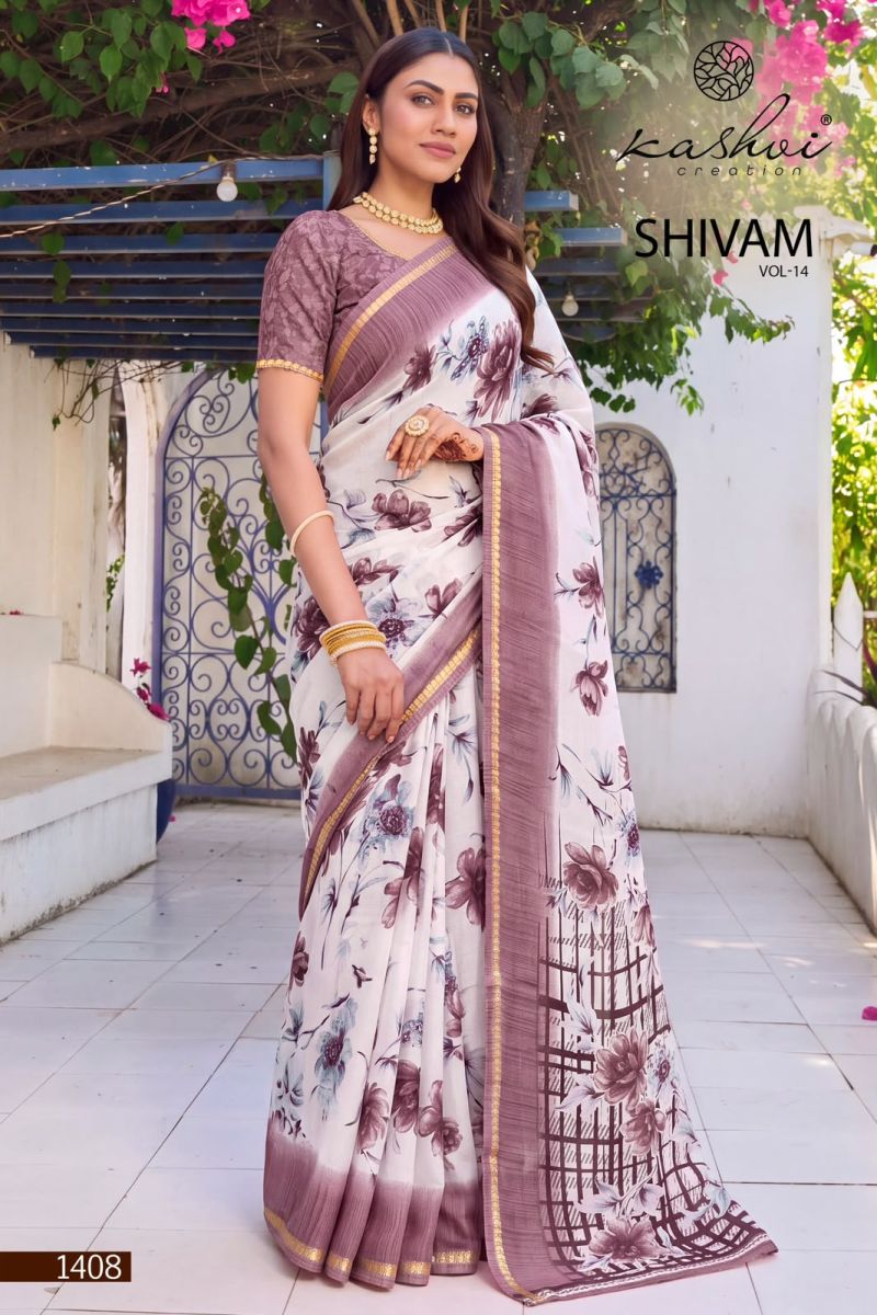Kashvi Creation Kashvi Shivam Vol 14 Dull Moss Viscose Printed Saree Collection