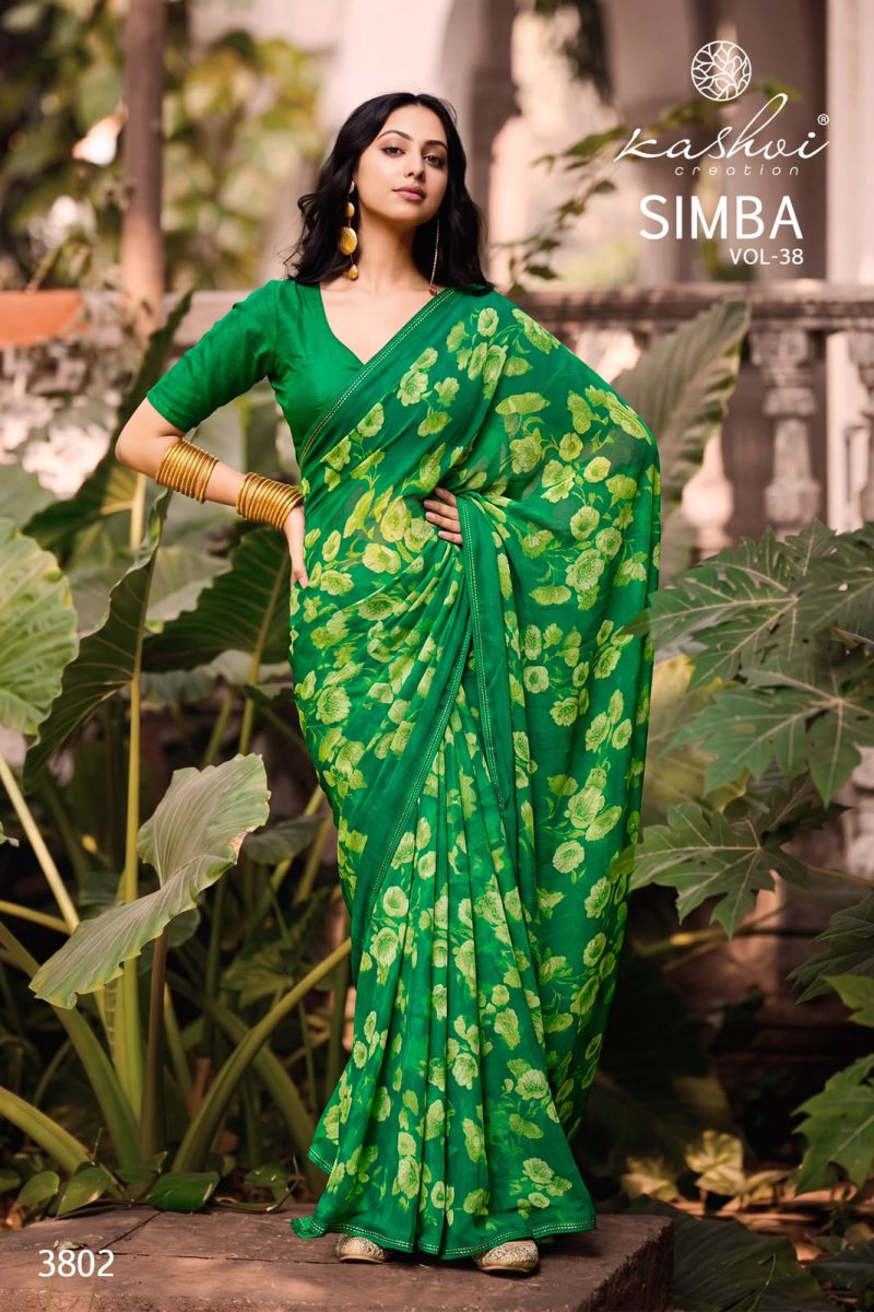 Kashvi Creation Kashvi Simba Vol 38 Georgette Printed Saree - Amrah Wholesale