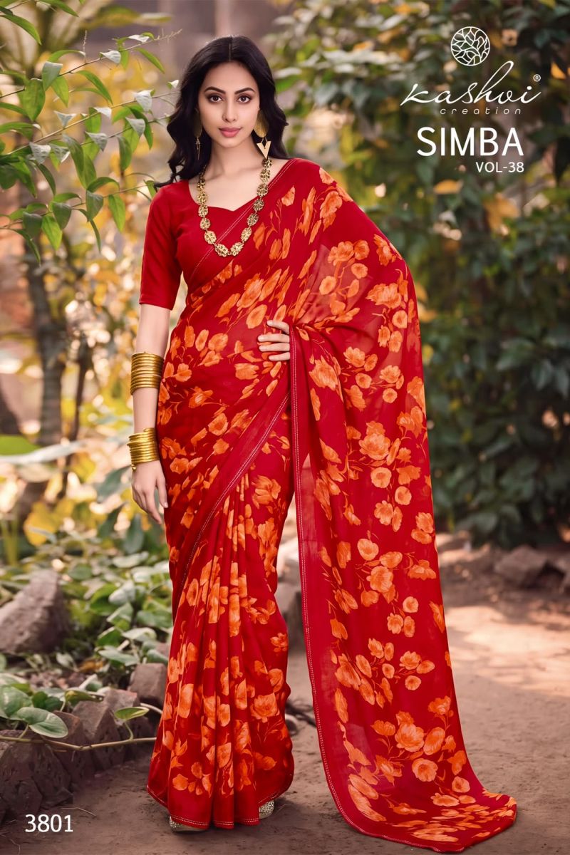 Kashvi Creation Kashvi Simba Vol 38 Georgette Printed Saree - Amrah Wholesale