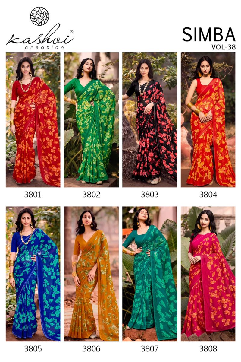 Kashvi Creation Kashvi Simba Vol 38 Georgette Printed Saree - Amrah Wholesale