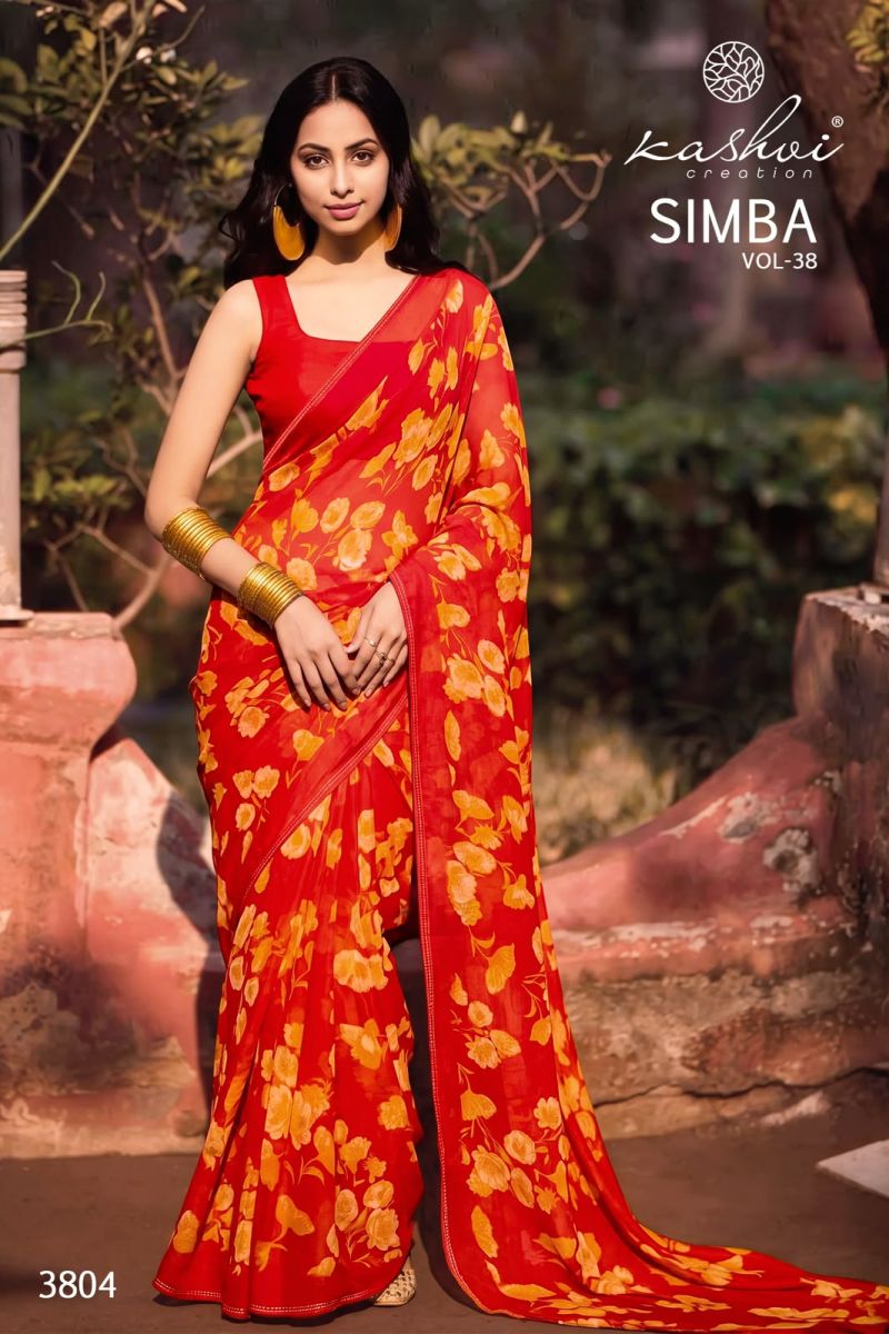 Kashvi Creation Kashvi Simba Vol 38 Georgette Printed Saree - Amrah Wholesale