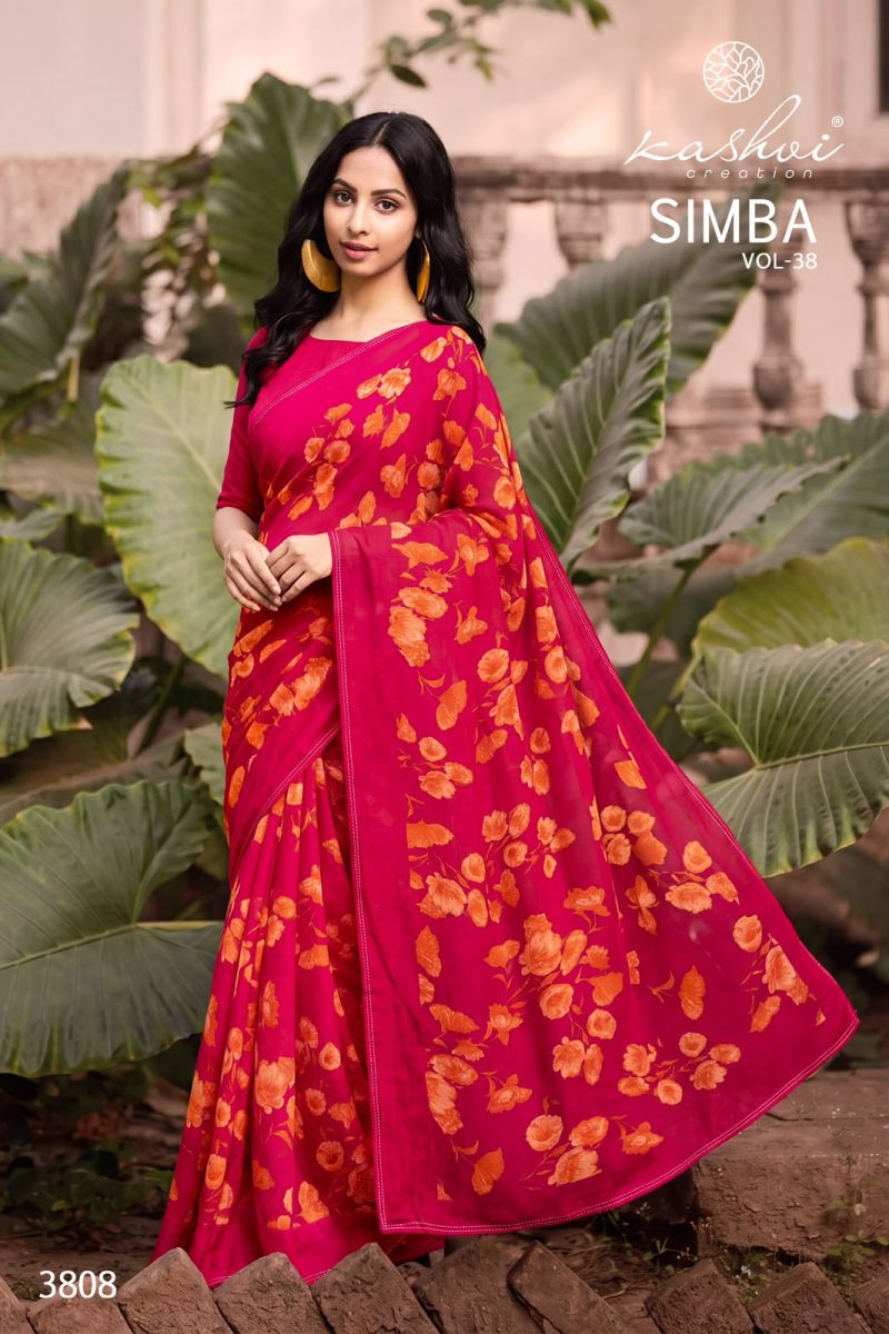Kashvi Creation Kashvi Simba Vol 38 Georgette Printed Saree - Amrah Wholesale