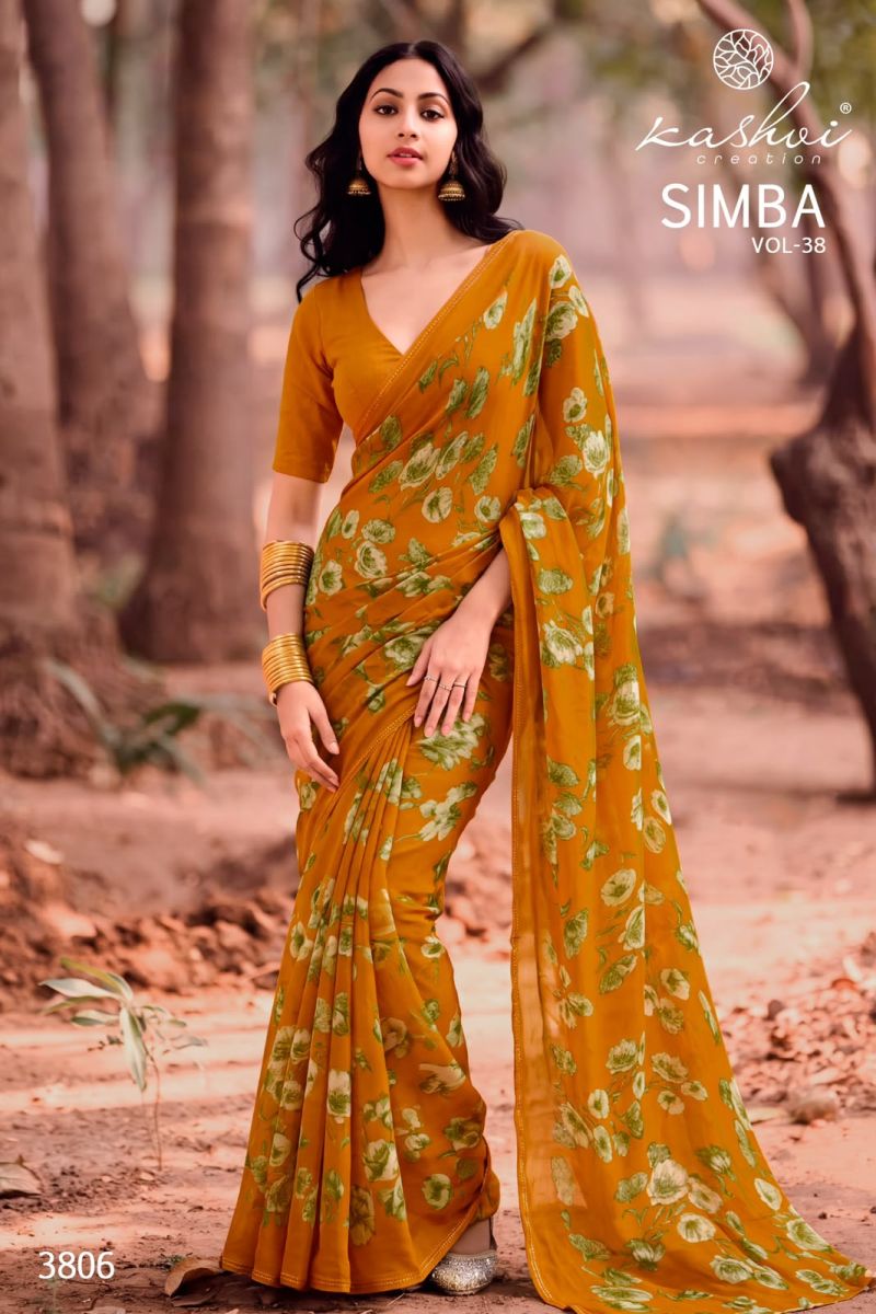 Kashvi Creation Kashvi Simba Vol 38 Georgette Printed Saree - Amrah Wholesale