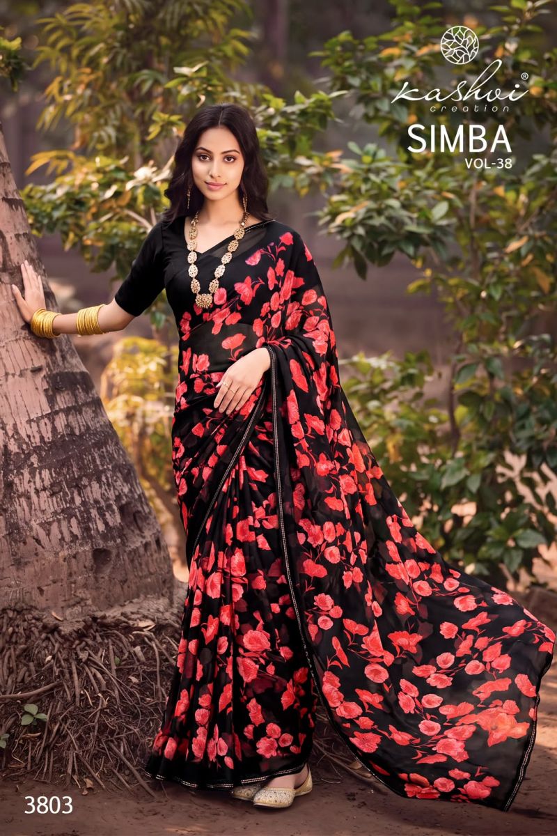 Kashvi Creation Kashvi Simba Vol 38 Georgette Printed Saree - Amrah Wholesale