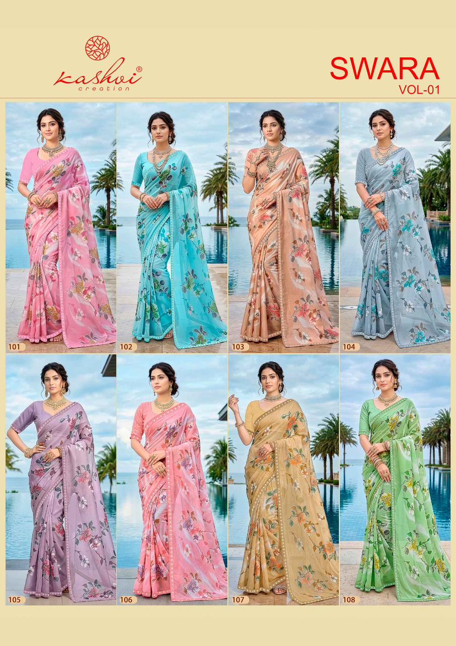 Kashvi Creation Kashvi Swara Vol 1 Georgette Embroidered Lace Saree - Amrah Wholesale
