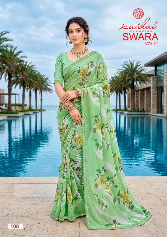 Kashvi Creation Kashvi Swara Vol 1 Georgette Embroidered Lace Saree - Amrah Wholesale