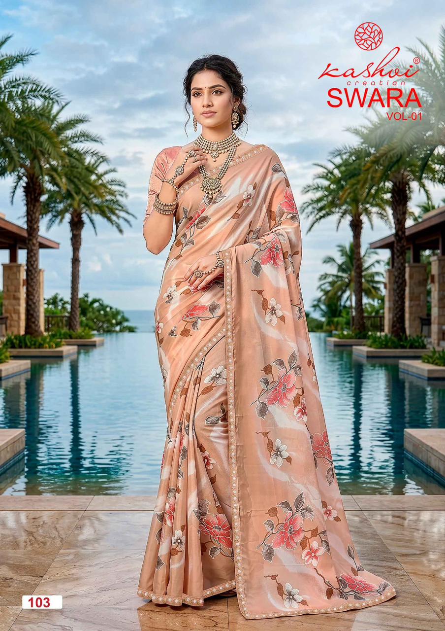 Kashvi Creation Kashvi Swara Vol 1 Georgette Embroidered Lace Saree - Amrah Wholesale