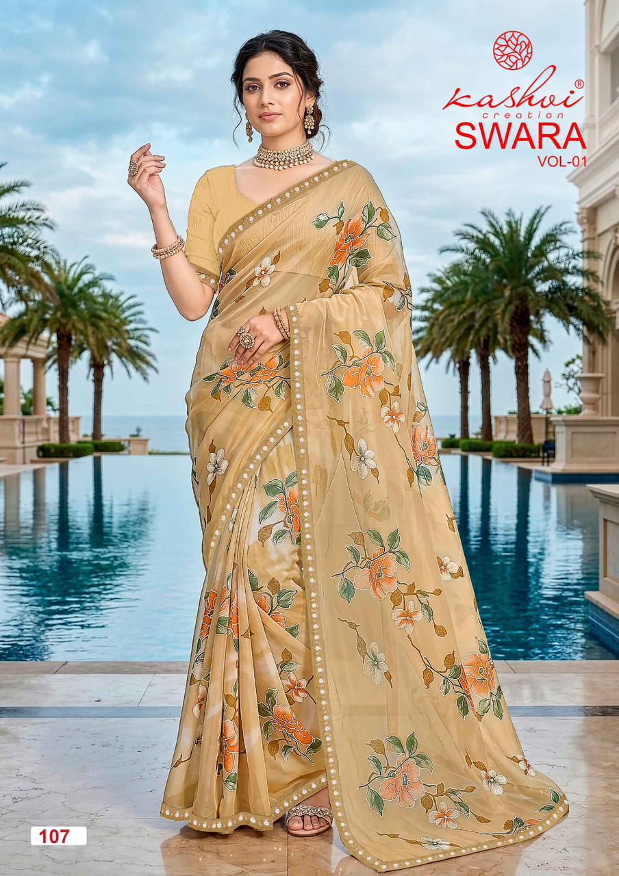 Kashvi Creation Kashvi Swara Vol 1 Georgette Embroidered Lace Saree - Amrah Wholesale
