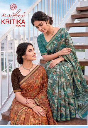 Kashvi Creation Kritika Vol 5 Dull Moss Kasab Border Saree