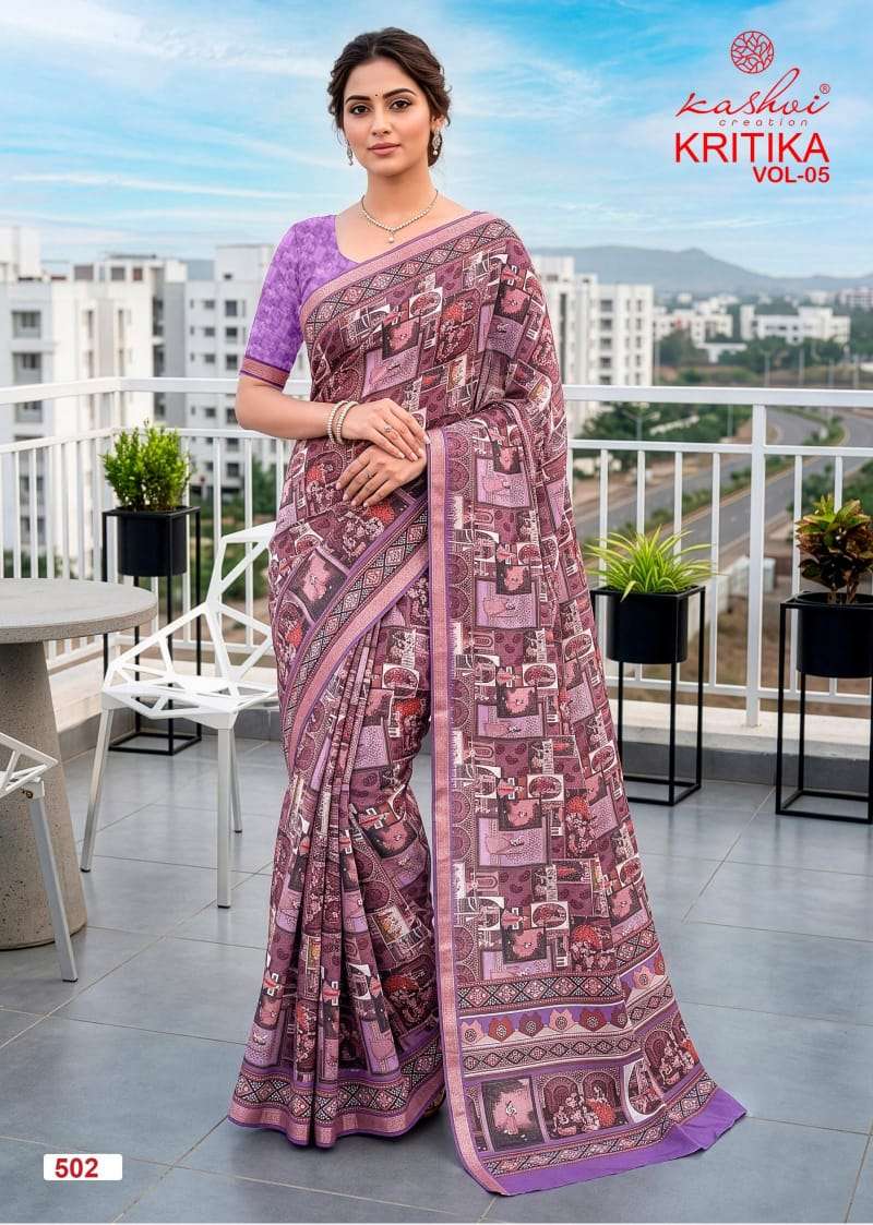 Kashvi Creation Kritika Vol 5 Dull Moss Kasab Border Saree