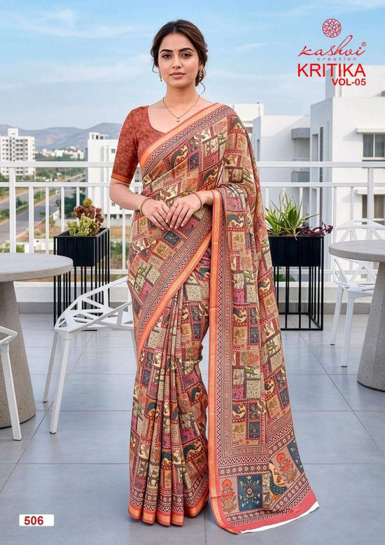 Kashvi Creation Kritika Vol 5 Dull Moss Kasab Border Saree