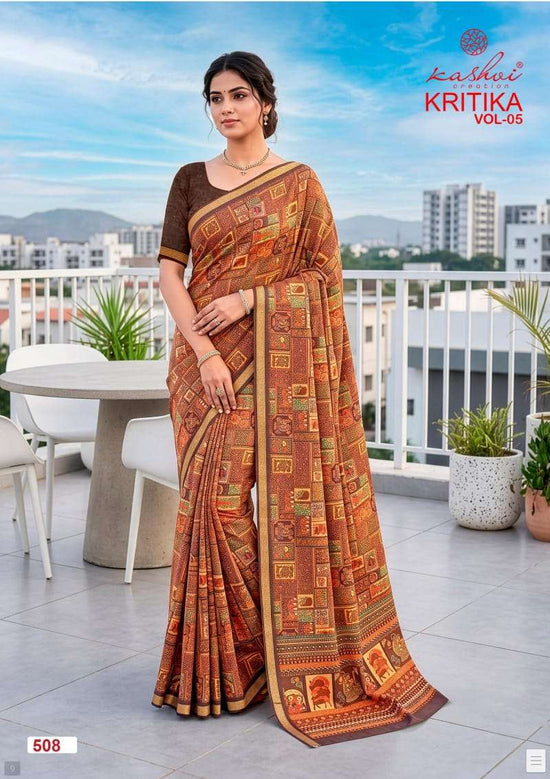Kashvi Creation Kritika Vol 5 Dull Moss Kasab Border Saree