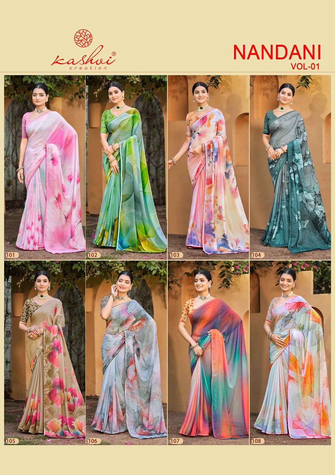 Kashvi Creation Nandani Vol 1 Star Georgette Digital Print Saree Collection