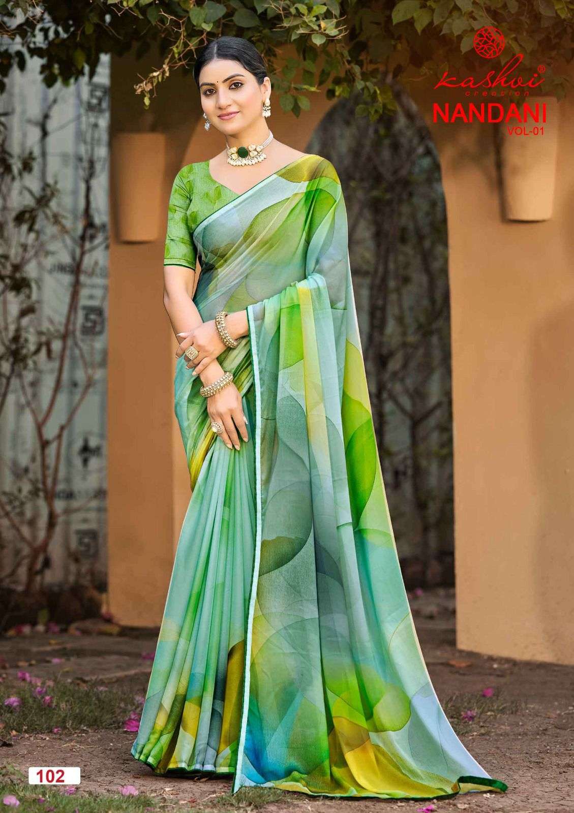 Kashvi Creation Nandani Vol 1 Star Georgette Digital Print Saree Collection