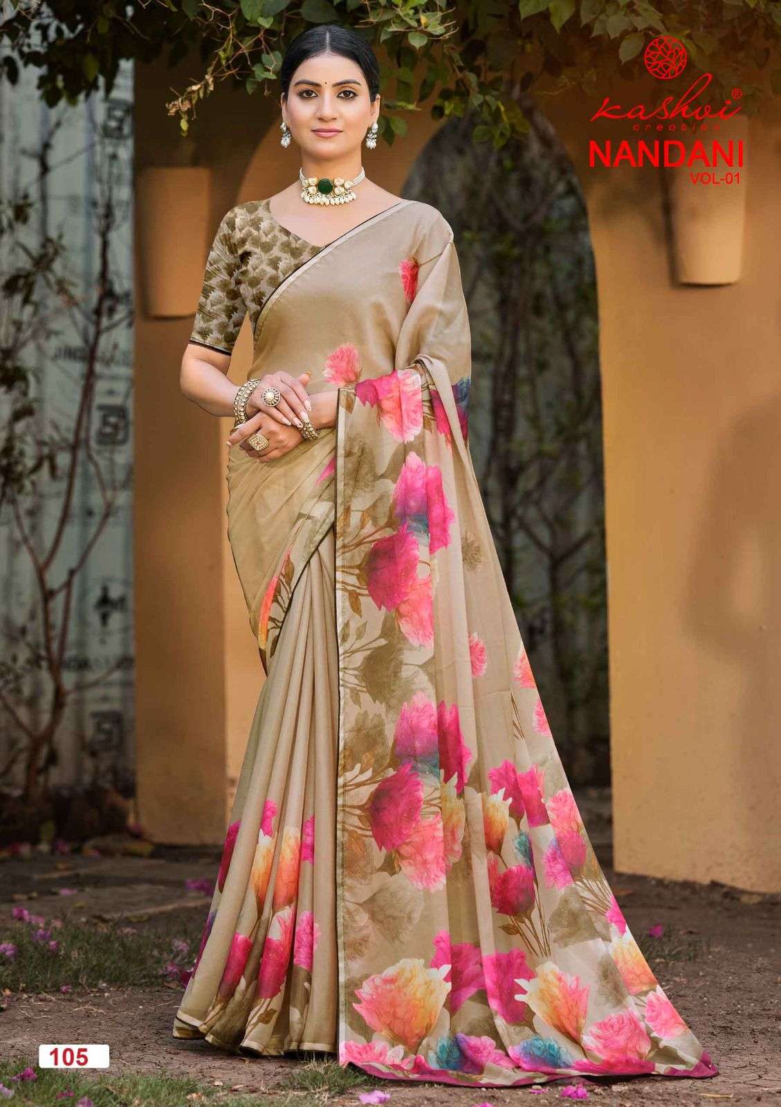 Kashvi Creation Nandani Vol 1 Star Georgette Digital Print Saree Collection