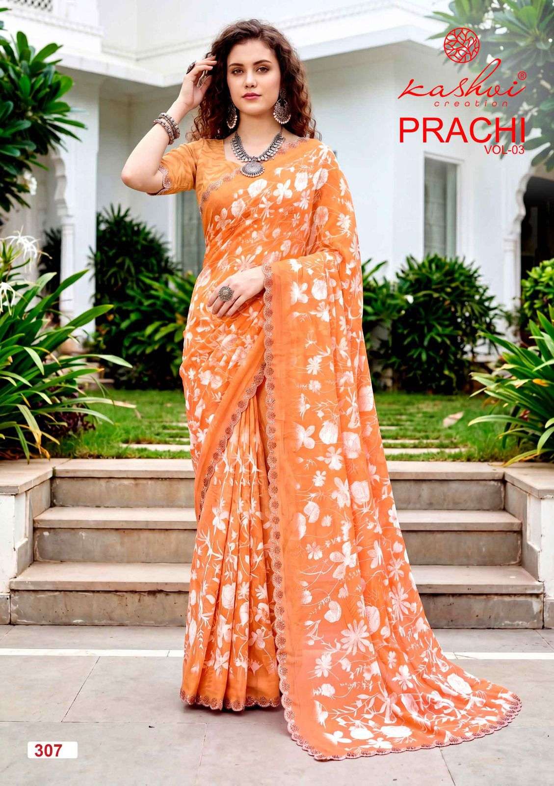 Kashvi Creation Prachi Vol 3 Rimzim Swarovski Work Saree - Amrah Wholesale