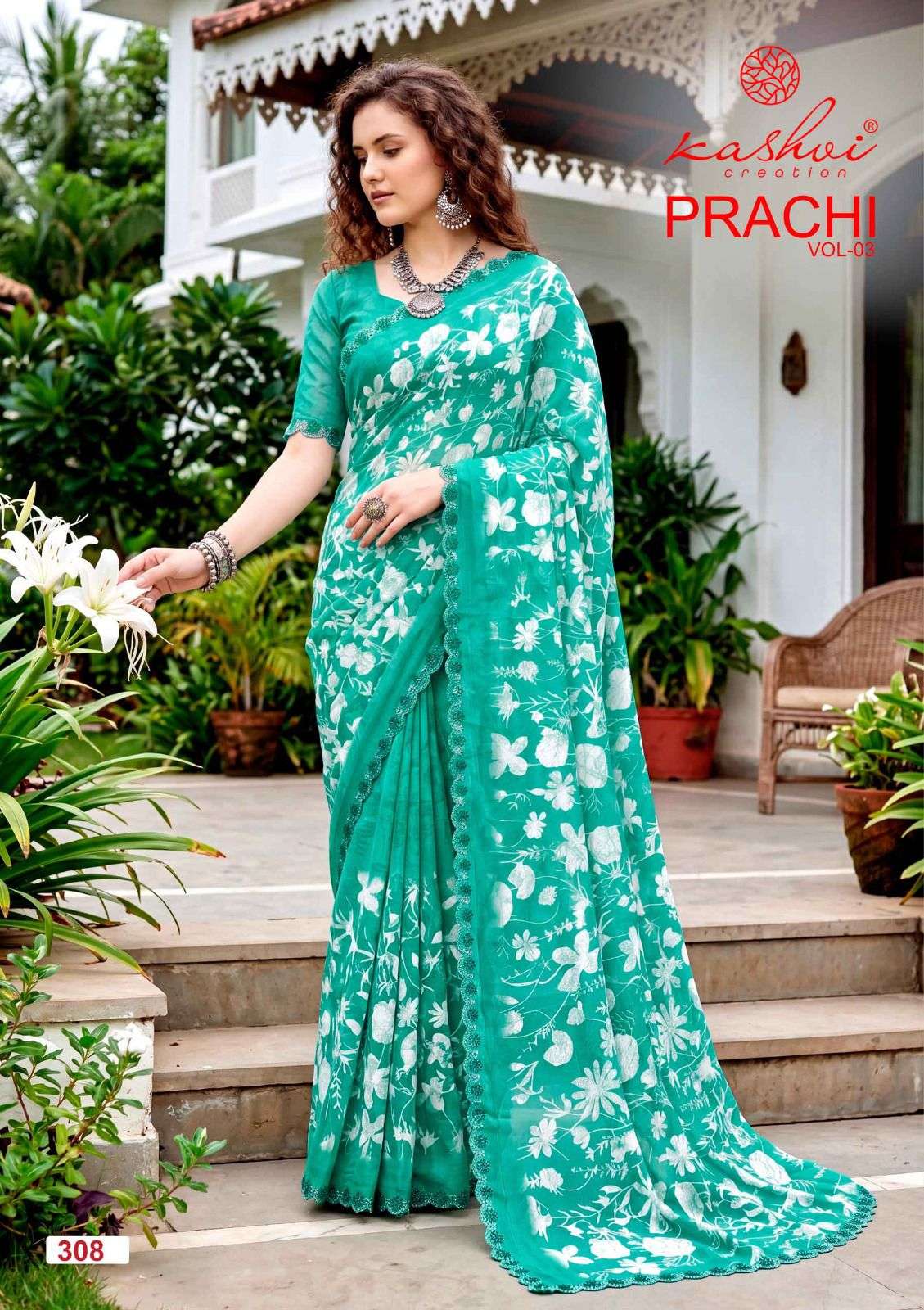 Kashvi Creation Prachi Vol 3 Rimzim Swarovski Work Saree - Amrah Wholesale