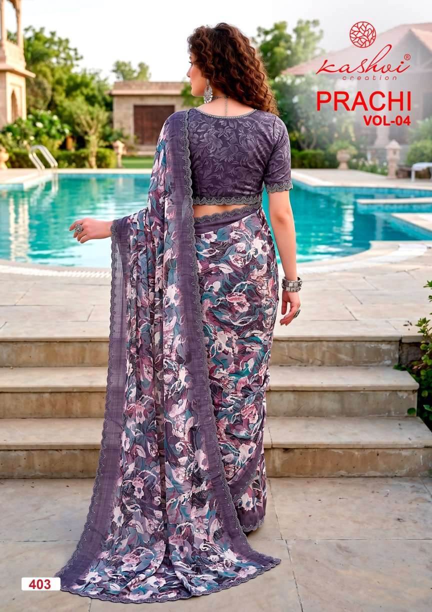 Kashvi Creation Prachi Vol 4 PC Rimzim Cutwork Swarovski Saree - Amrah Wholesale