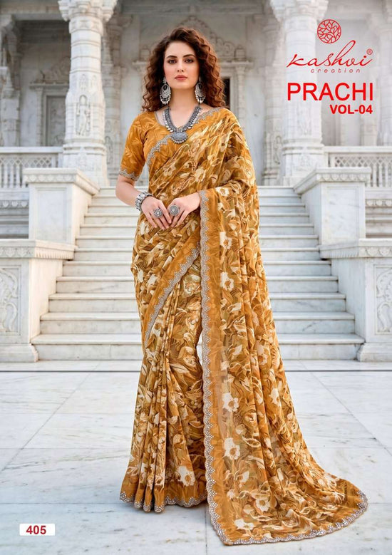 Kashvi Creation Prachi Vol 4 PC Rimzim Cutwork Swarovski Saree - Amrah Wholesale