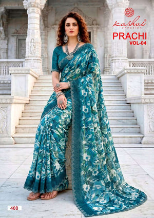 Kashvi Creation Prachi Vol 4 PC Rimzim Cutwork Swarovski Saree - Amrah Wholesale