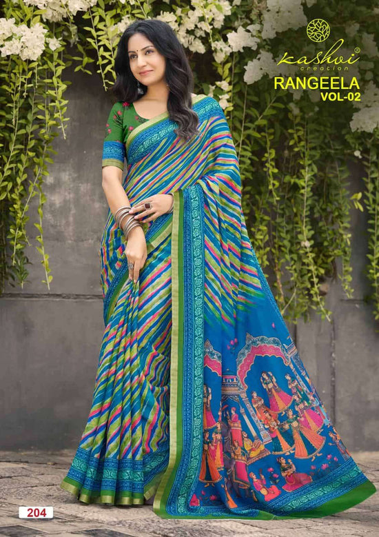 Kashvi Creation Rangeela Vol 2 Moss Saree - Amrah Wholesale