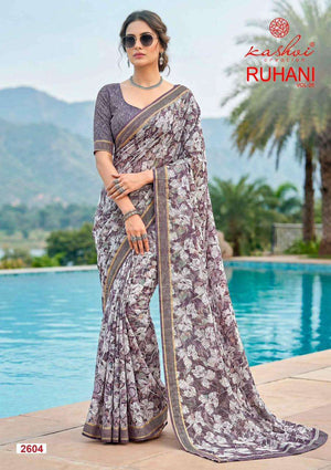 Kashvi Creation Ruhani Vol 26 Dull Moss Zari Patta Saree - Amrah Wholesale