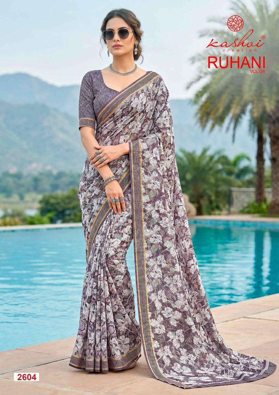 Kashvi Creation Ruhani Vol 26 Dull Moss Zari Patta Saree - Amrah Wholesale