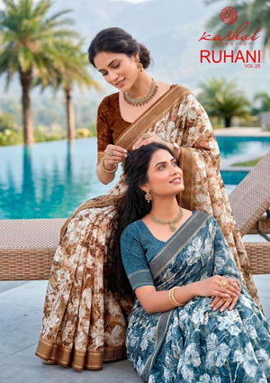 Kashvi Creation Ruhani Vol 26 Dull Moss Zari Patta Saree - Amrah Wholesale