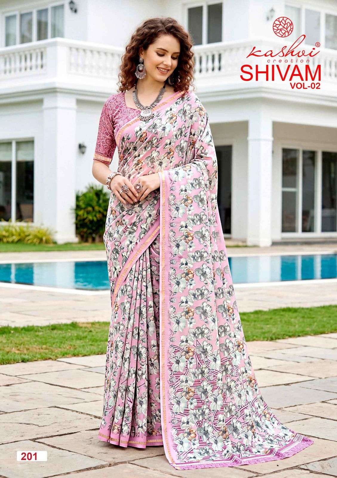 Kashvi Creation Shivam Vol 2 Dull Moss Viscose Border Saree