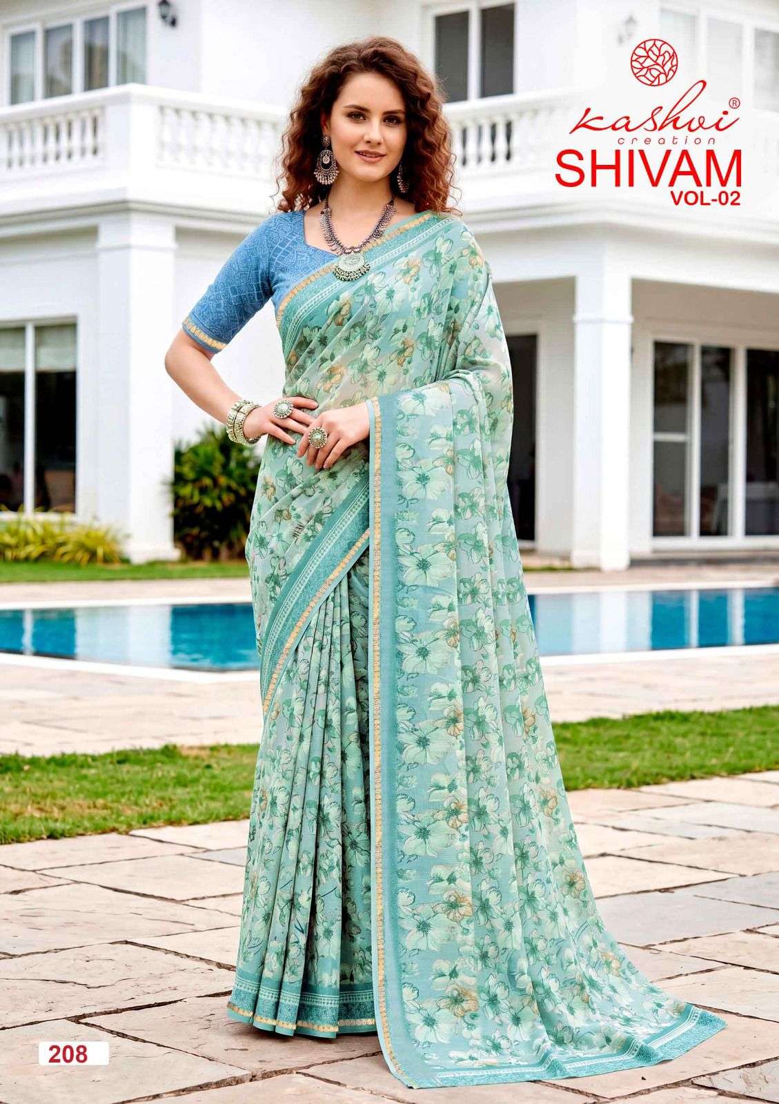Kashvi Creation Shivam Vol 2 Dull Moss Viscose Border Saree