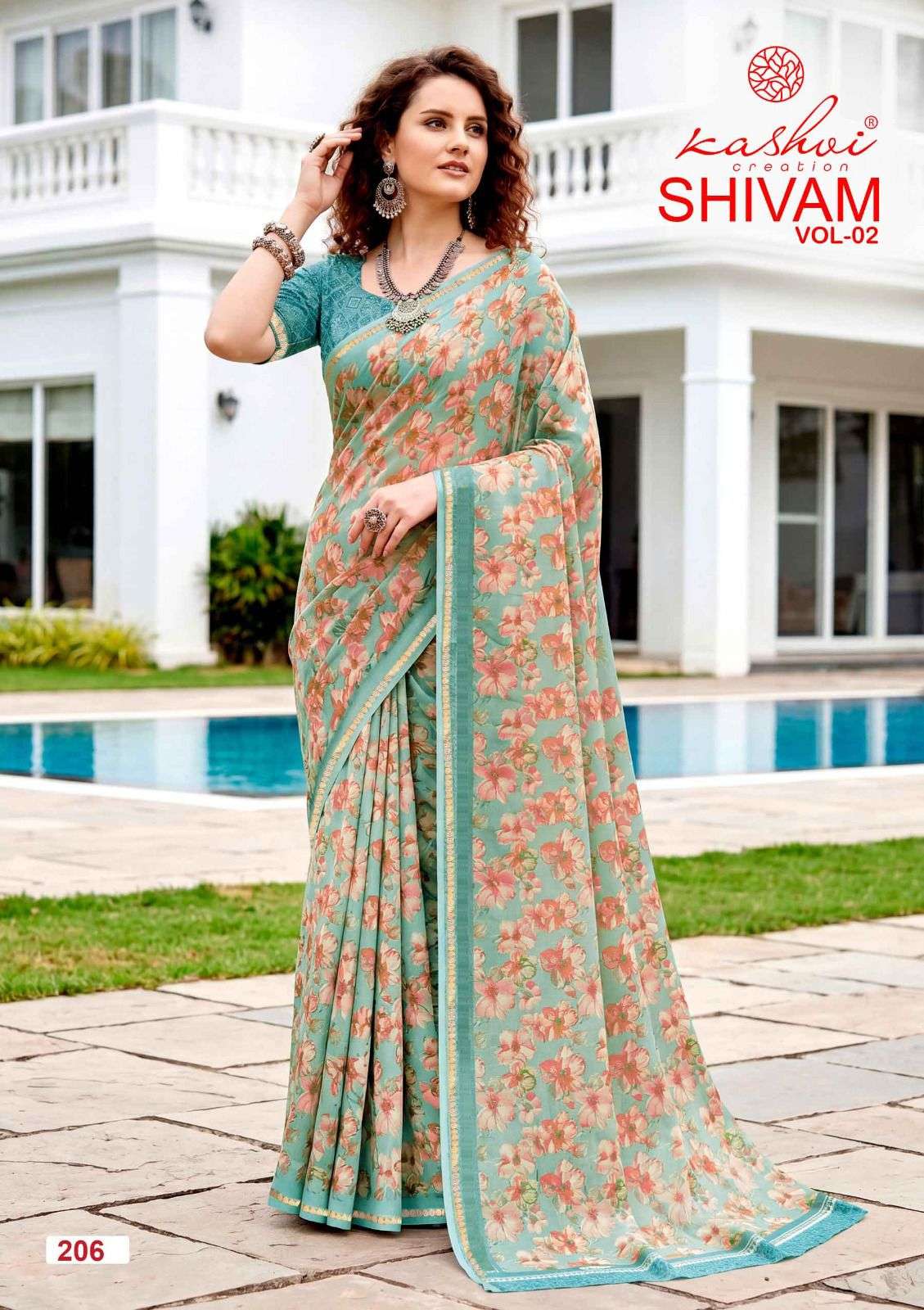 Kashvi Creation Shivam Vol 2 Dull Moss Viscose Border Saree